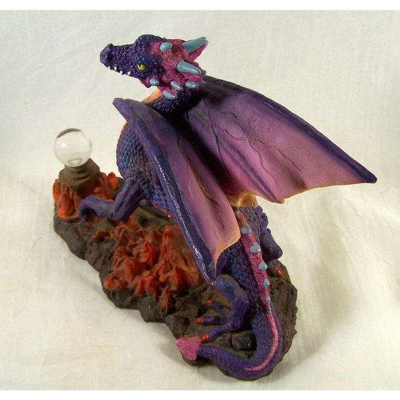 Summit Collection Purple Dragon Walking on Fire Figurine With Crystal Ball Resin - Picture 2 of 9